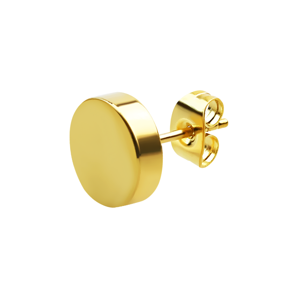 Gold Surgical Steel Fake Plug Earring 8mm / PVD Plated Surgical Steel / Gold