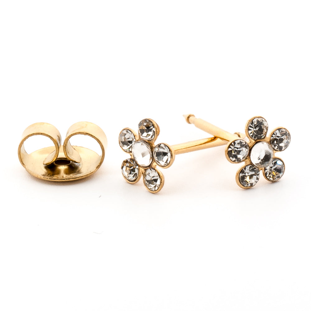 Gold Cubic Zirconia Daisy Set Earrings Earrings