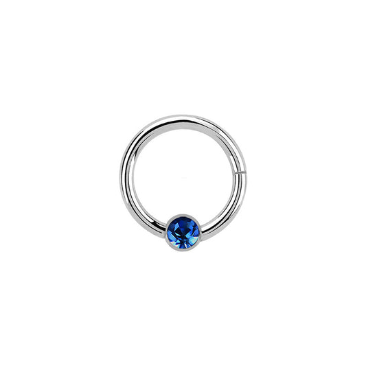 Silver Surgical Steel Sapphire Hinged Ring