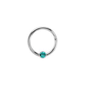 Silver Surgical Steel Blue Zircon Hinged Ring