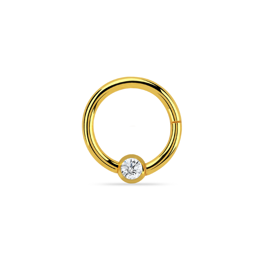 Surgical Rings Gold CZ Surgical Steel Hinged Ring – Keen on Piercing