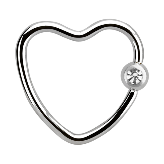 16g Surgical Steel Cubic Zirconia Heart Ring