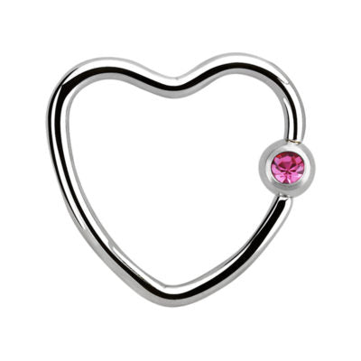 16g Surgical Steel Rose Heart Ring