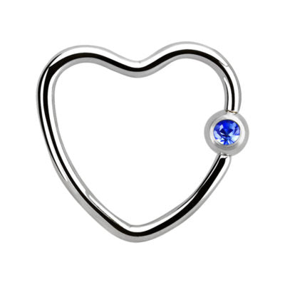 16g Surgical Steel Sapphire Heart Ring