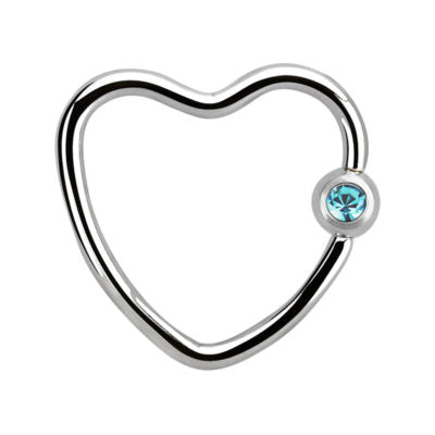 16g Surgical Steel Blue Zircon Heart Ring