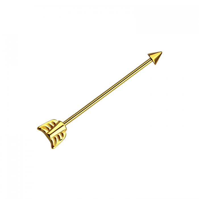 14g Industrial Barbell Arrow Gold 35mm / Surgical Steel / Gold Barbell