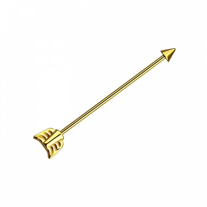 14g Industrial Barbell Arrow Gold 38mm / Surgical Steel / Gold Barbell