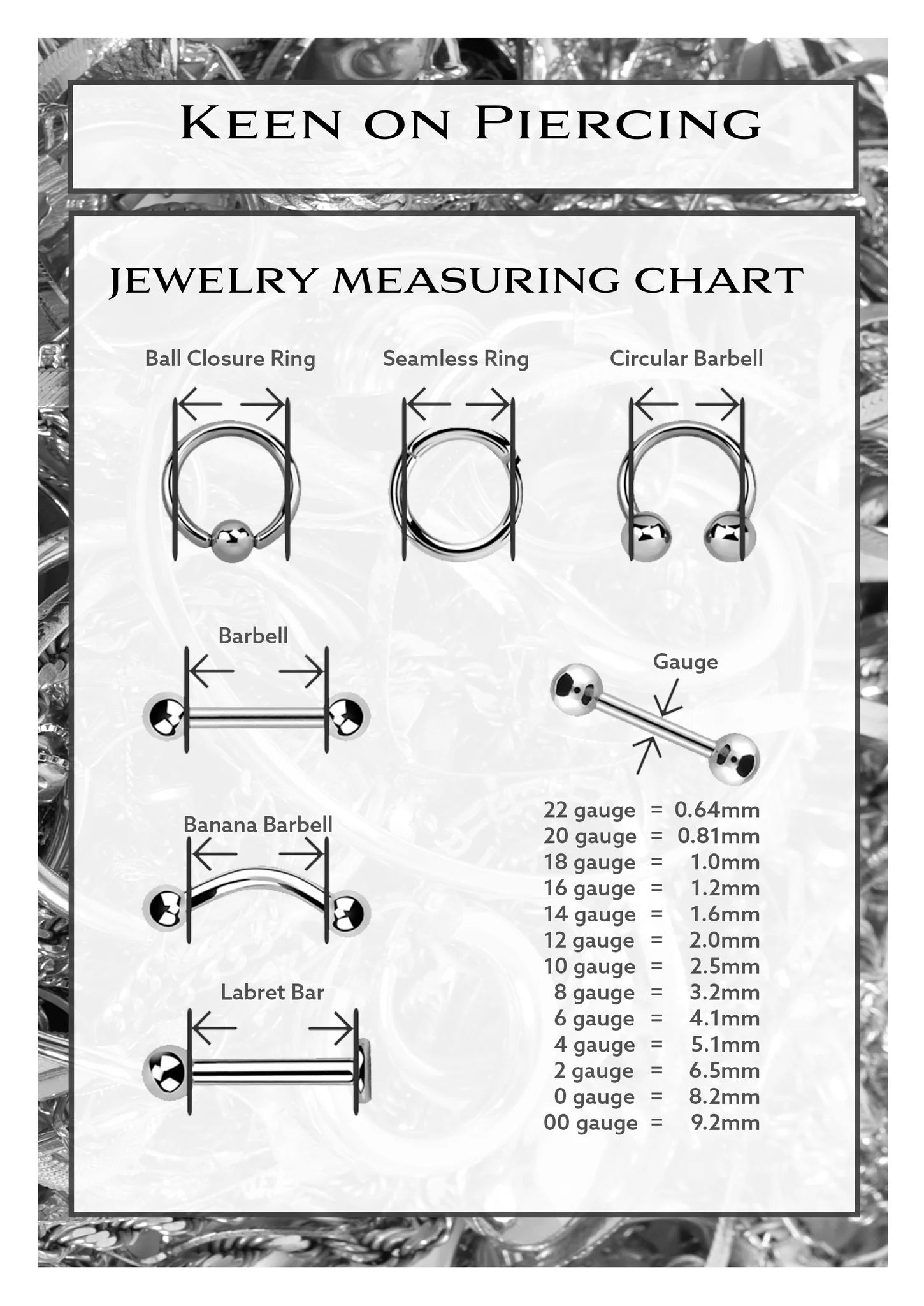 Lip Ring Size Chart Silver Heart Lock Septum Piercing – Inchoo