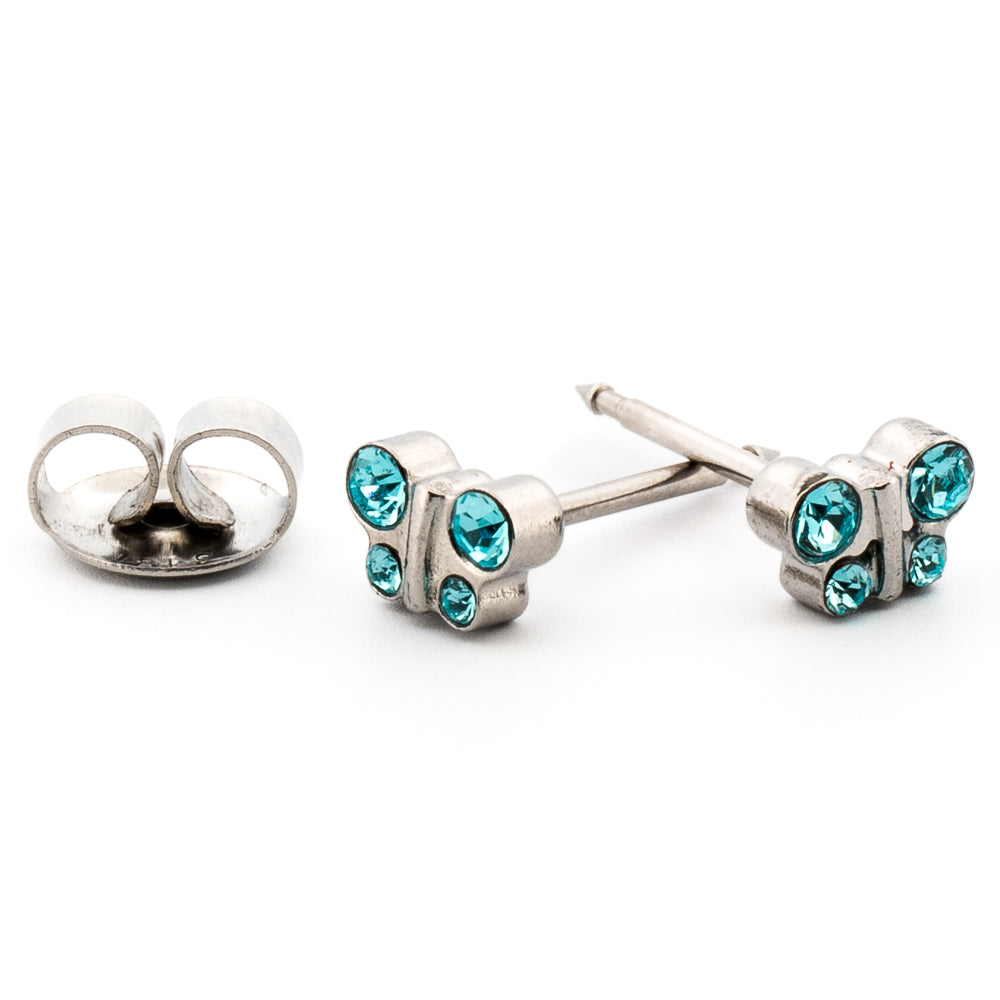 March - Aquamarine Butterfly Earrings