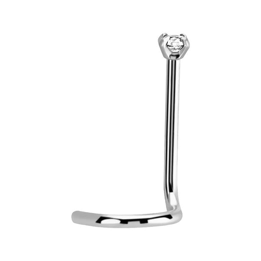 20g Silver Cubic Zirconia Surgical Steel Nose Screw