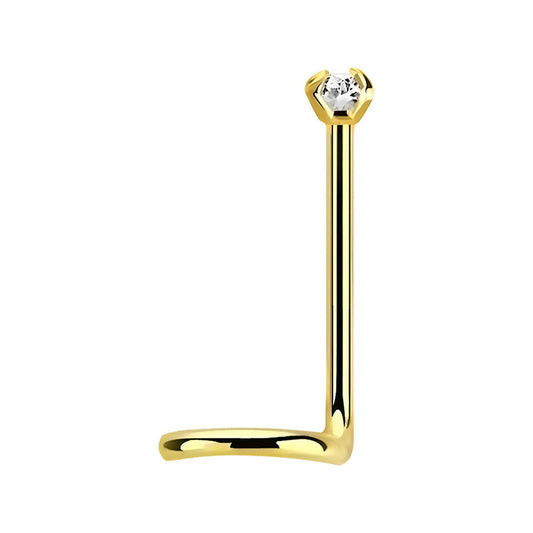 20g Gold Cubic Zirconia Surgical Steel Nose Screw