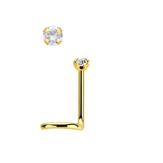 Gold Cubic Zirconia Nose Screw by Keen on Piercing