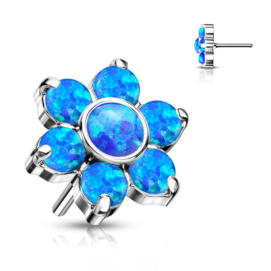 Titanium Blue Opal Flower Threadless Top