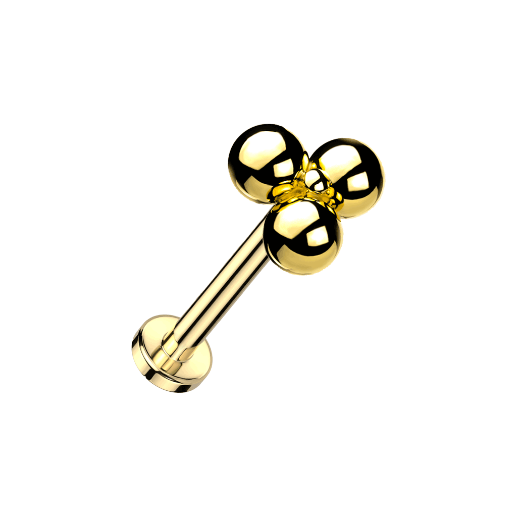 Gold Trinity Titanium Threadless Labret – Keen on Piercing