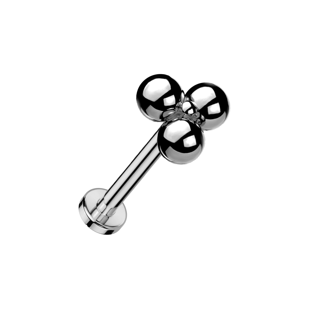 Silver Trinity Titanium Threadless Labret – Keen on Piercing