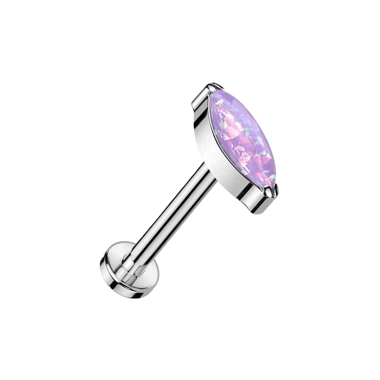 Silver Purple Opal Marquise Titanium Threadless Labret