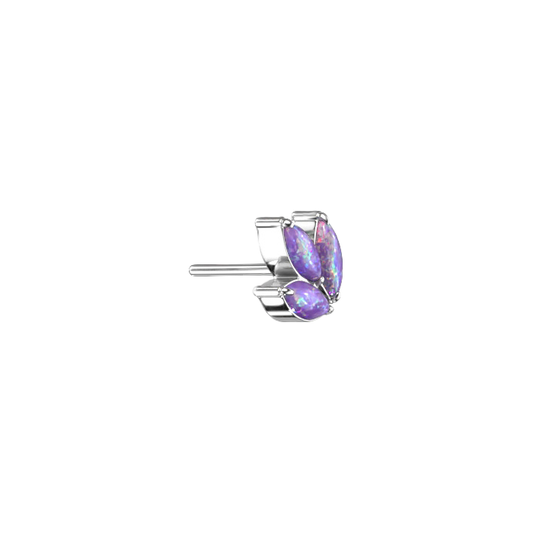 Silver Purple Opal Titanium 3 Marquise Threadless Top