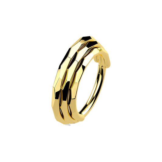 Gold Titanium Triple Lined Hinged Ring