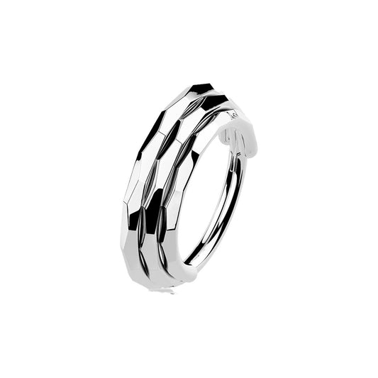 Silver Titanium Triple Lined Hinged Ring