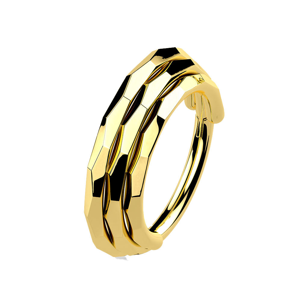Gold Titanium Triple Lined Hinged Ring