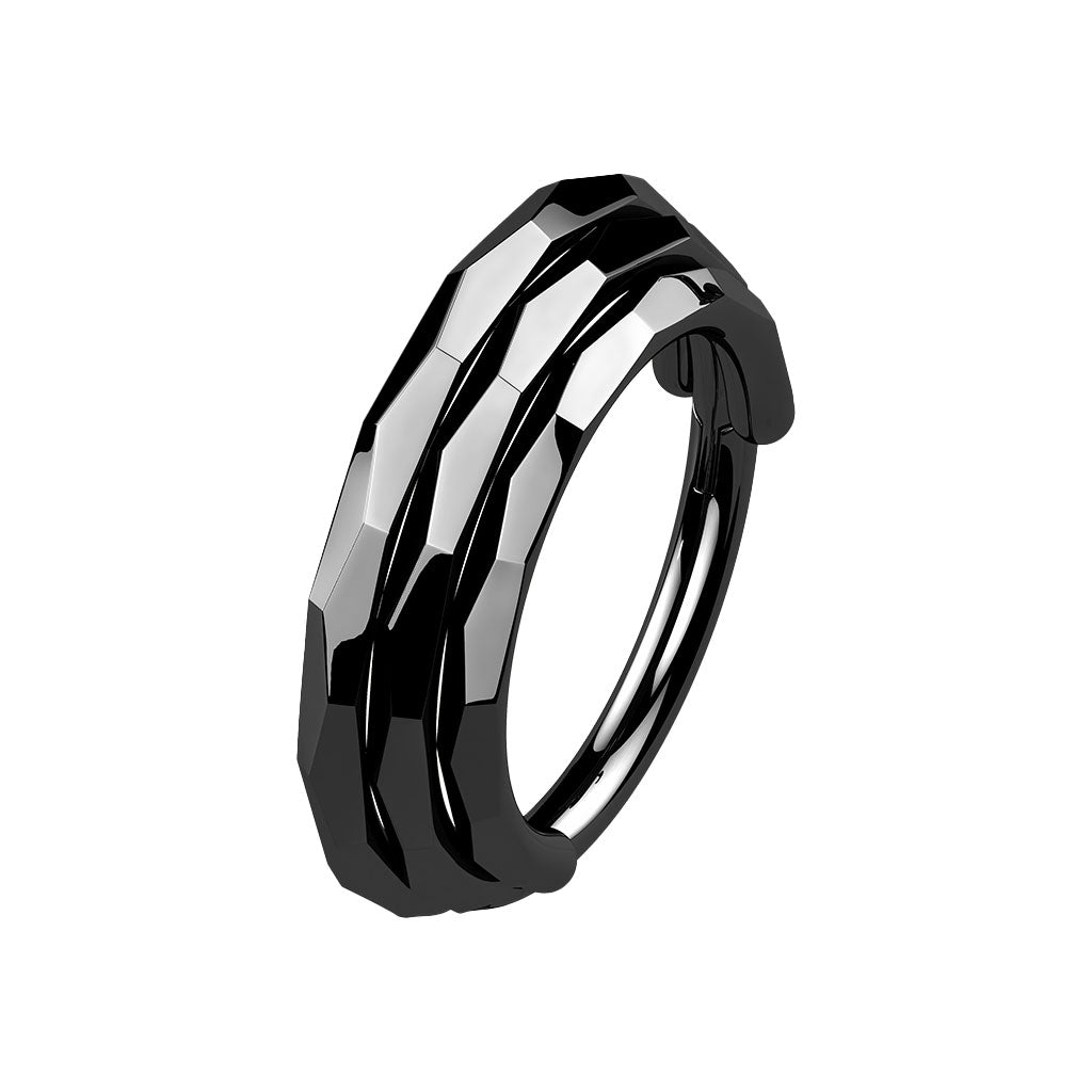 Black Titanium Triple Lined Hinged Ring