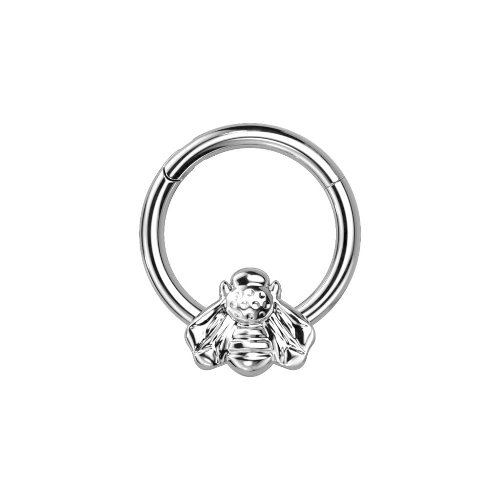 Silver Titanium Bee Hinged Ring 8mm / F-136 Titanium / Silver