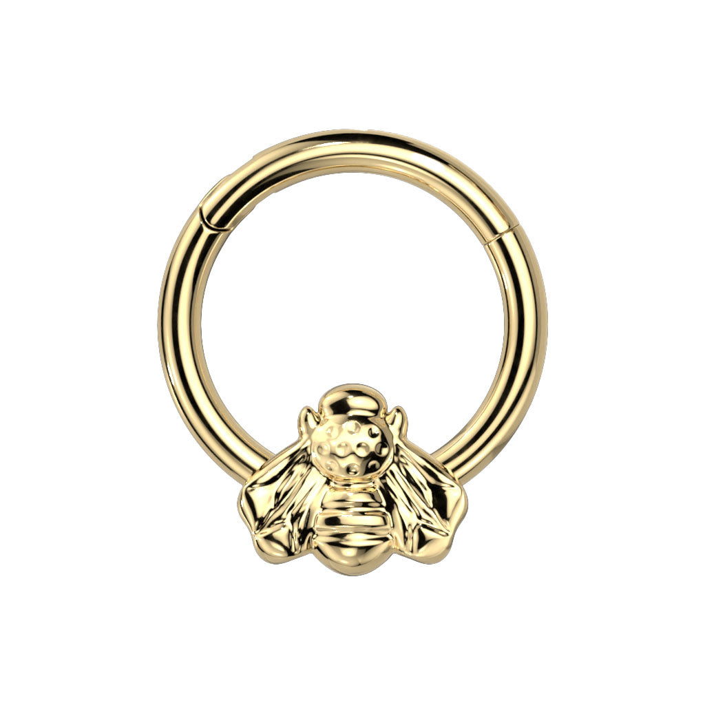 Gold PVD Plated Titanium Bee Hinged Ring