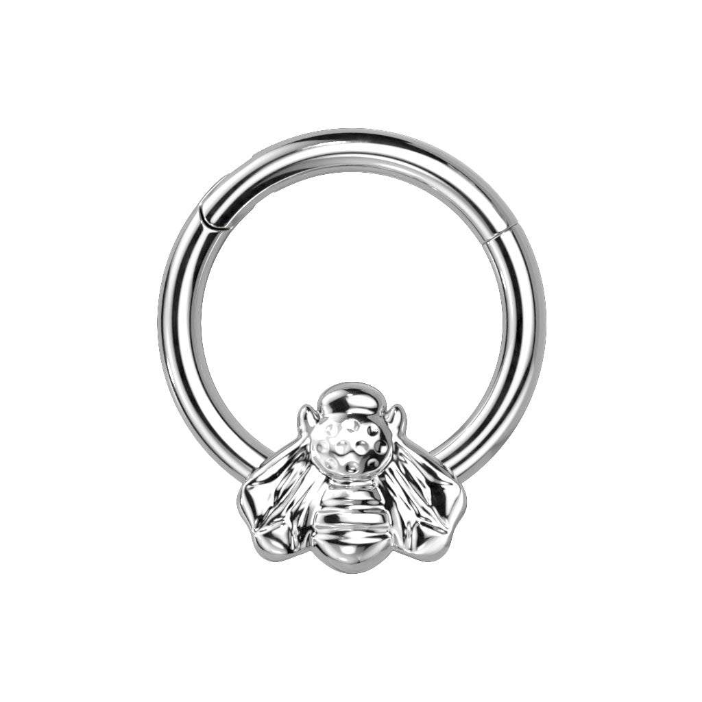 Silver Titanium Bee Hinged Ring 10mm / F-136 Titanium / Silver