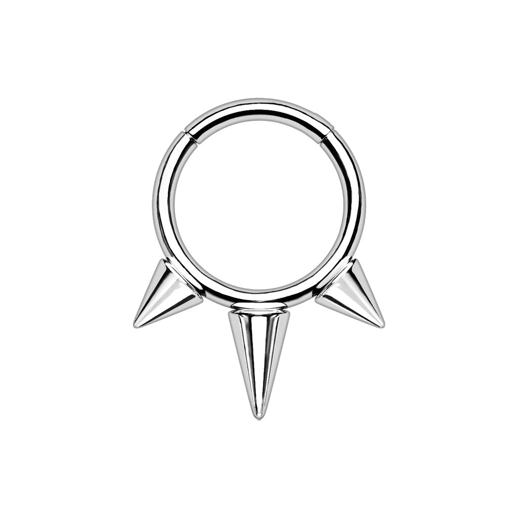 Silver Titanium Spike Hinged Ring – Keen on Piercing