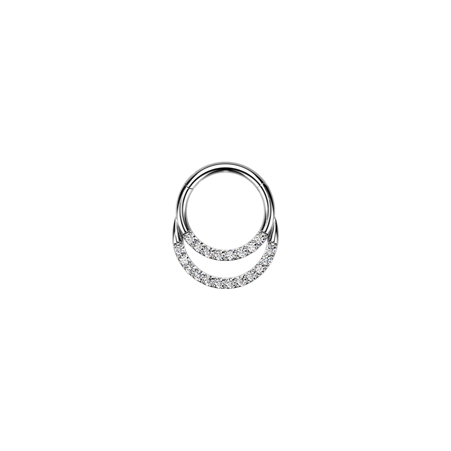 Silver Titanium Double Lined CZ Hinged Ring