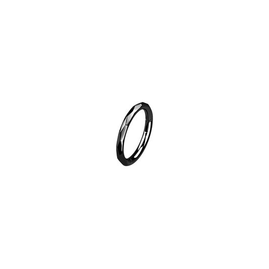 Titanium Faceted Hinged Ring Black