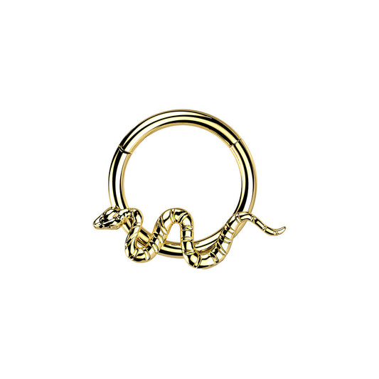 Gold Titanium Snake Hinged Ring