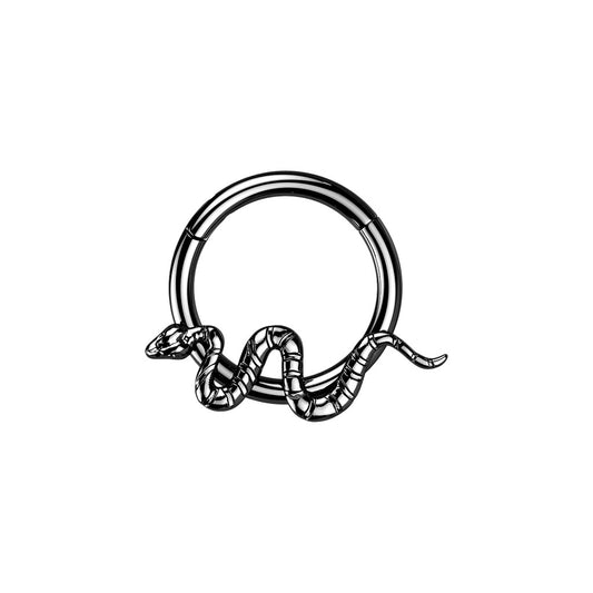 Black Titanium Snake Hinged Ring