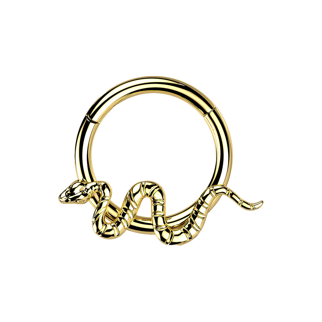 Gold Titanium Snake Hinged Ring