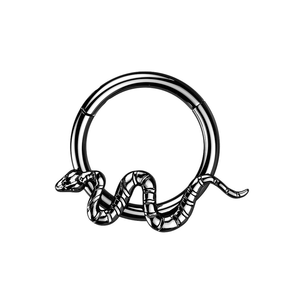Black Titanium Snake Hinged Ring