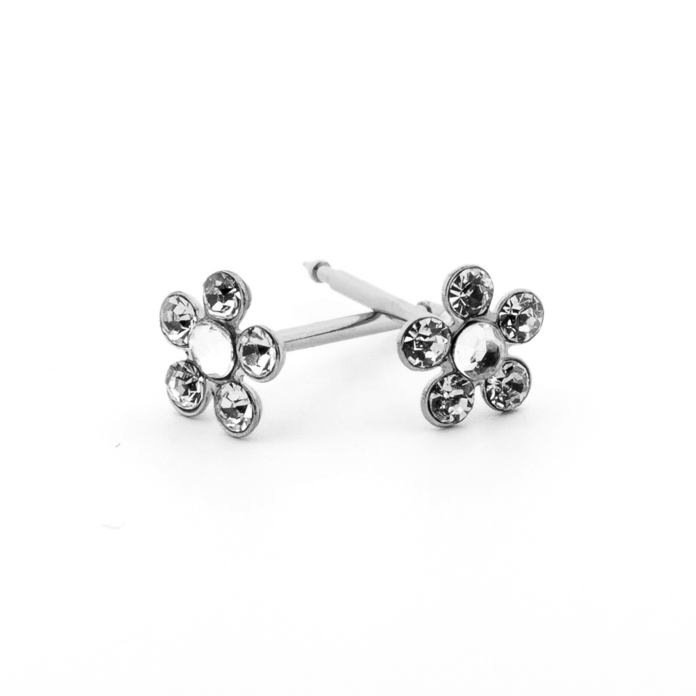 Silver Cubic Zirconia Daisy Set Earrings Earrings