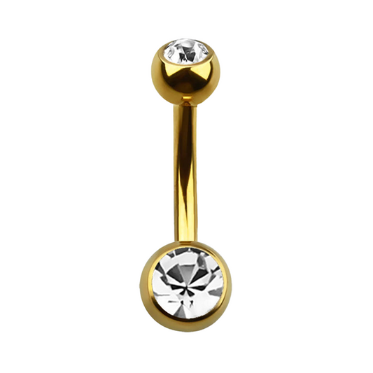 Gold Titanium Small Cubic Zirconia Navel Bar