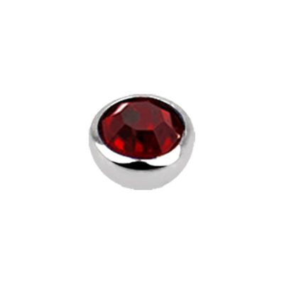 16g 3mm Red Flat Jewel Externally Threaded Ball