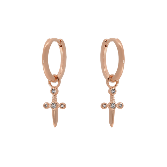 Rose Gold Dagger Huggies