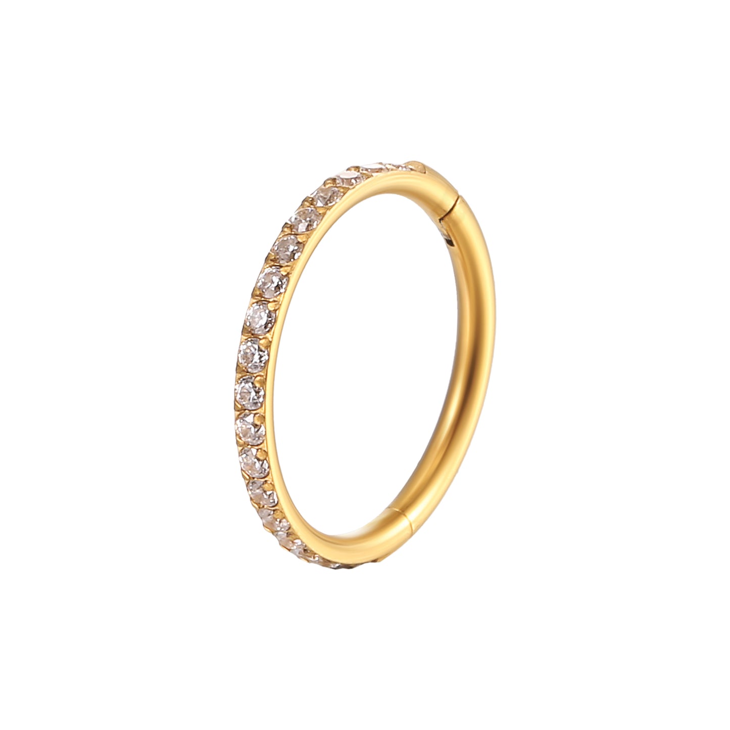 Gold Titanium 16g Outer CZ Hinged ring 8mm / Gold / Titanium Hinged Ring