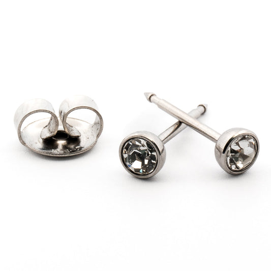 April (Crystal) Silver Stud Set